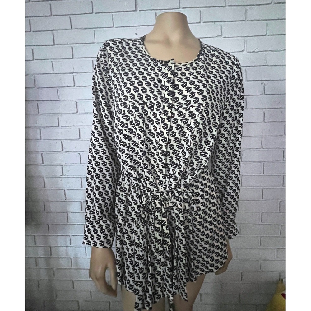 Maeve Anthropologie Selva Crane Bird Print Tunic Dress Boho Excellent M